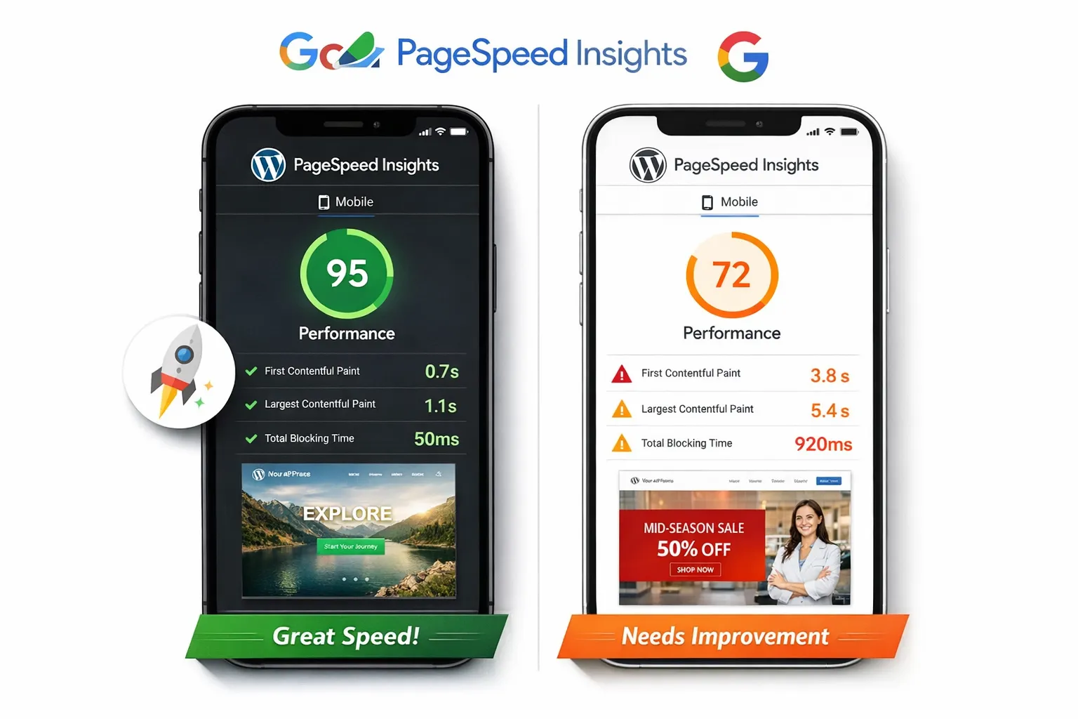 Optimized website code structure showing improved render path and loading performance