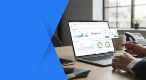 Marketing person checking google ad metrics