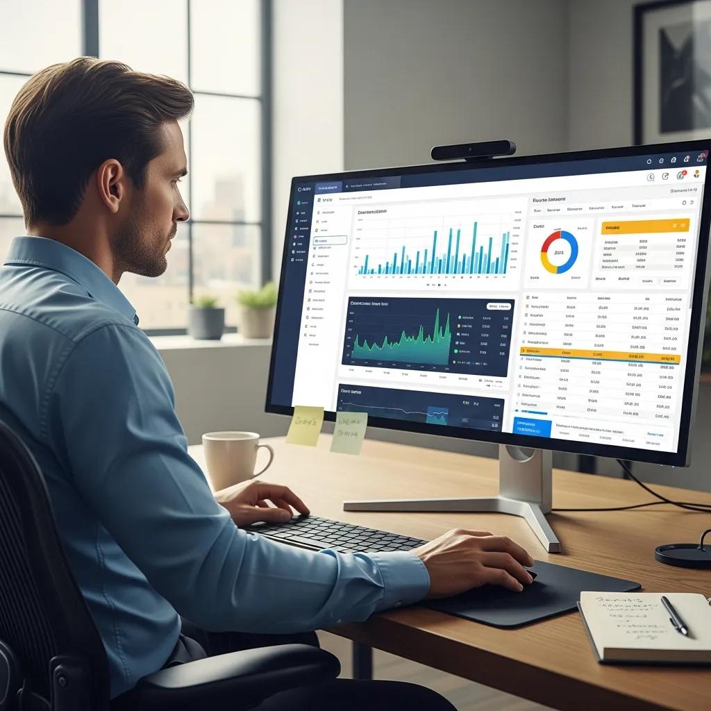 Business professional analyzing performance metrics for Google Ads optimization