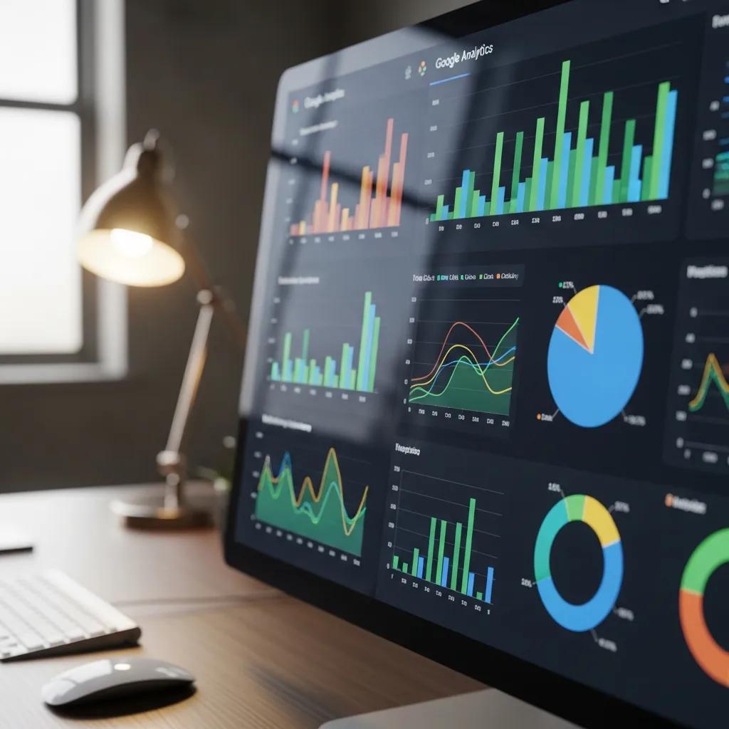 Computer screen displaying Google Ads analytics and reporting tools