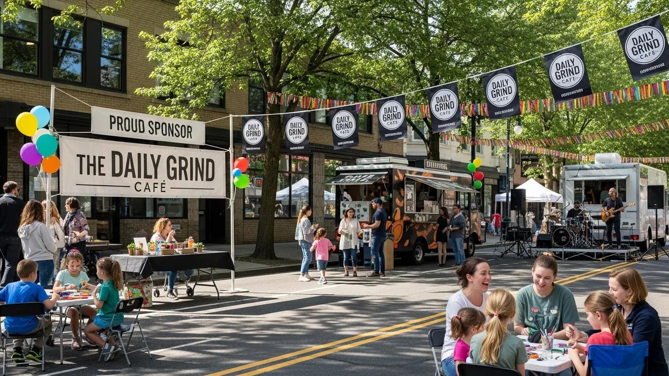 Local business sponsoring a community event, showcasing engagement and neighborhood involvement