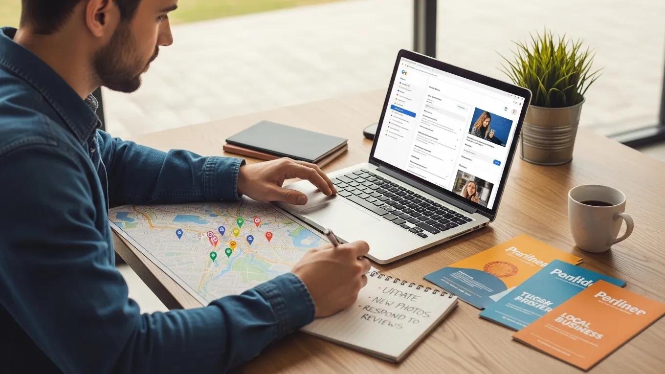 Business owner optimizing Google Business Profile for local SEO in Toronto