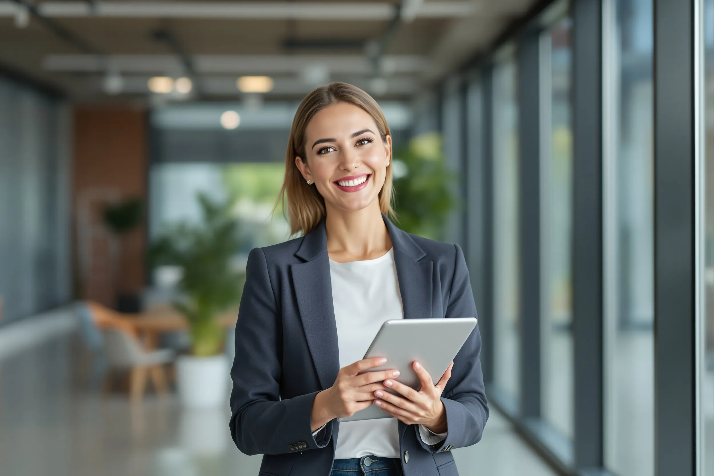 Professional woman holding tablet illustrating lead reactivation and revenue revival strategies.