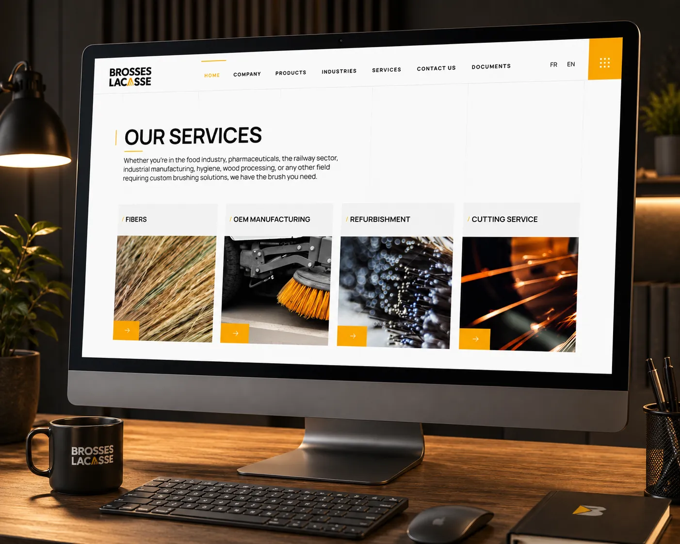 Brosses Lacasse website redesign showcasing services and industrial brush manufacturing.