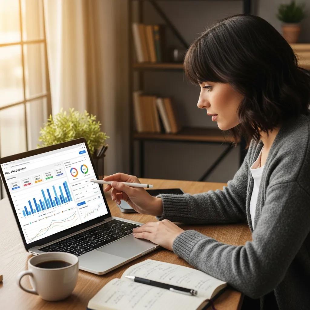 Business owner analyzing PPC campaign performance for budget optimization