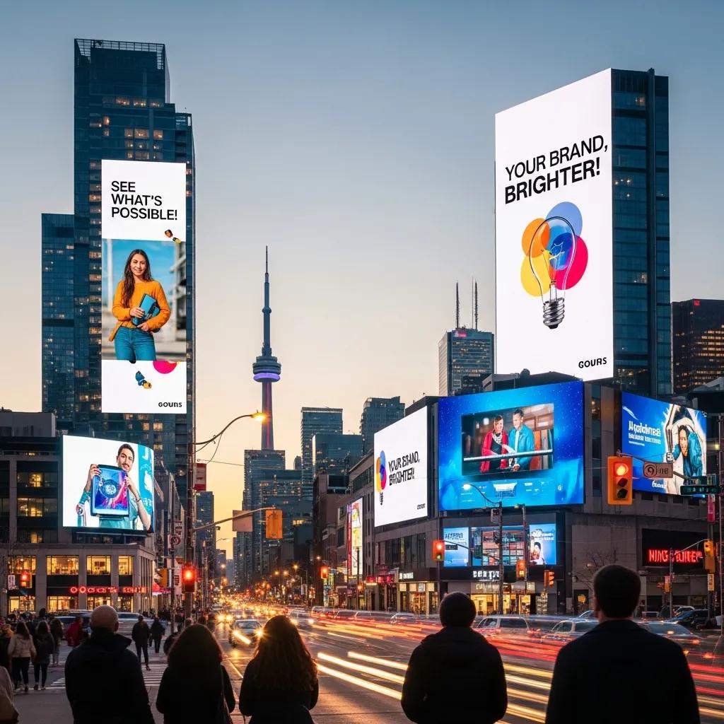 Toronto skyline featuring digital ads showcasing the benefits of PPC advertising