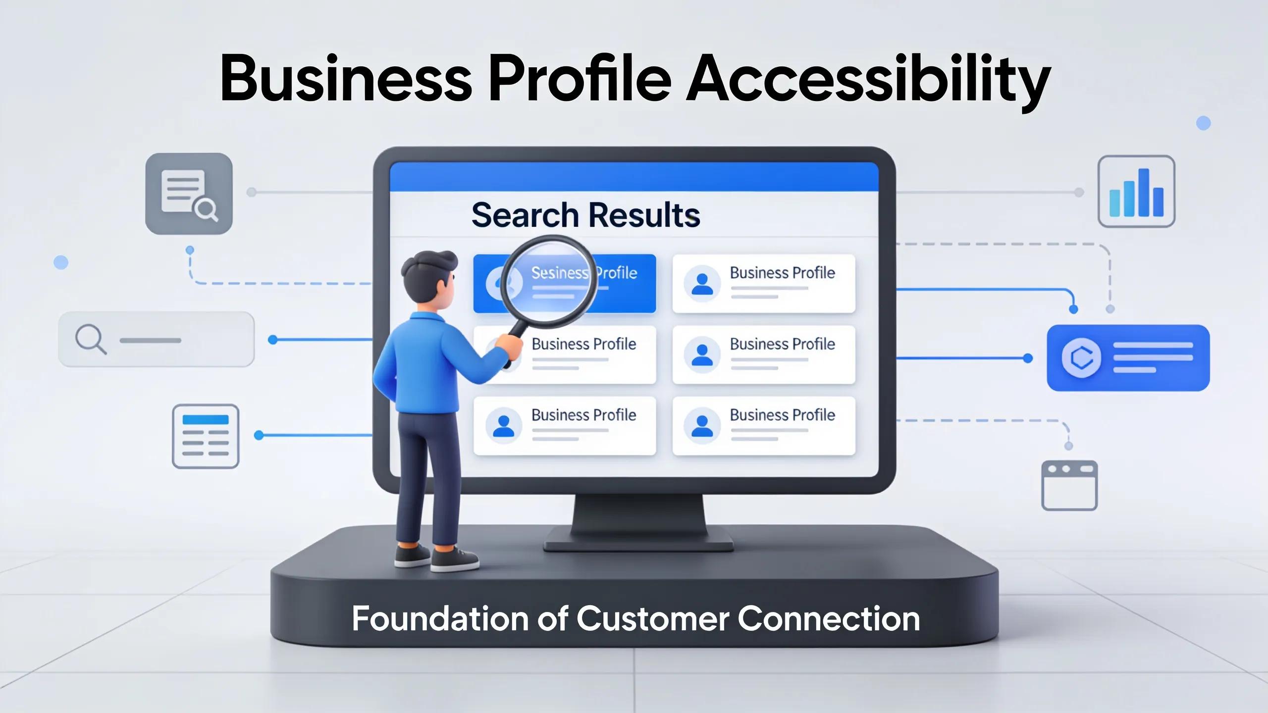 Business profile information becomes accessible to customers searching for related terms, forming a foundation