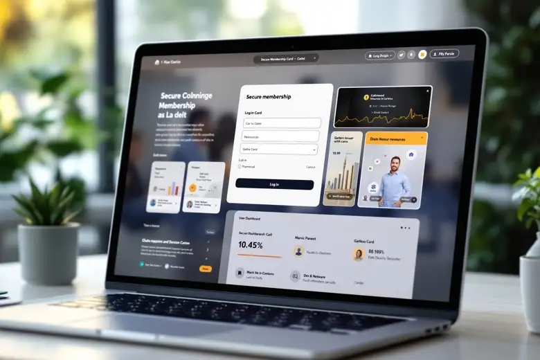 B2B membership hub built with Velo displayed on a laptop
