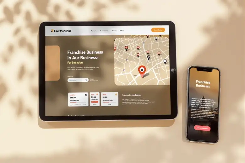 Franchise microsite Wix rollout displayed across desktop and mobile devices