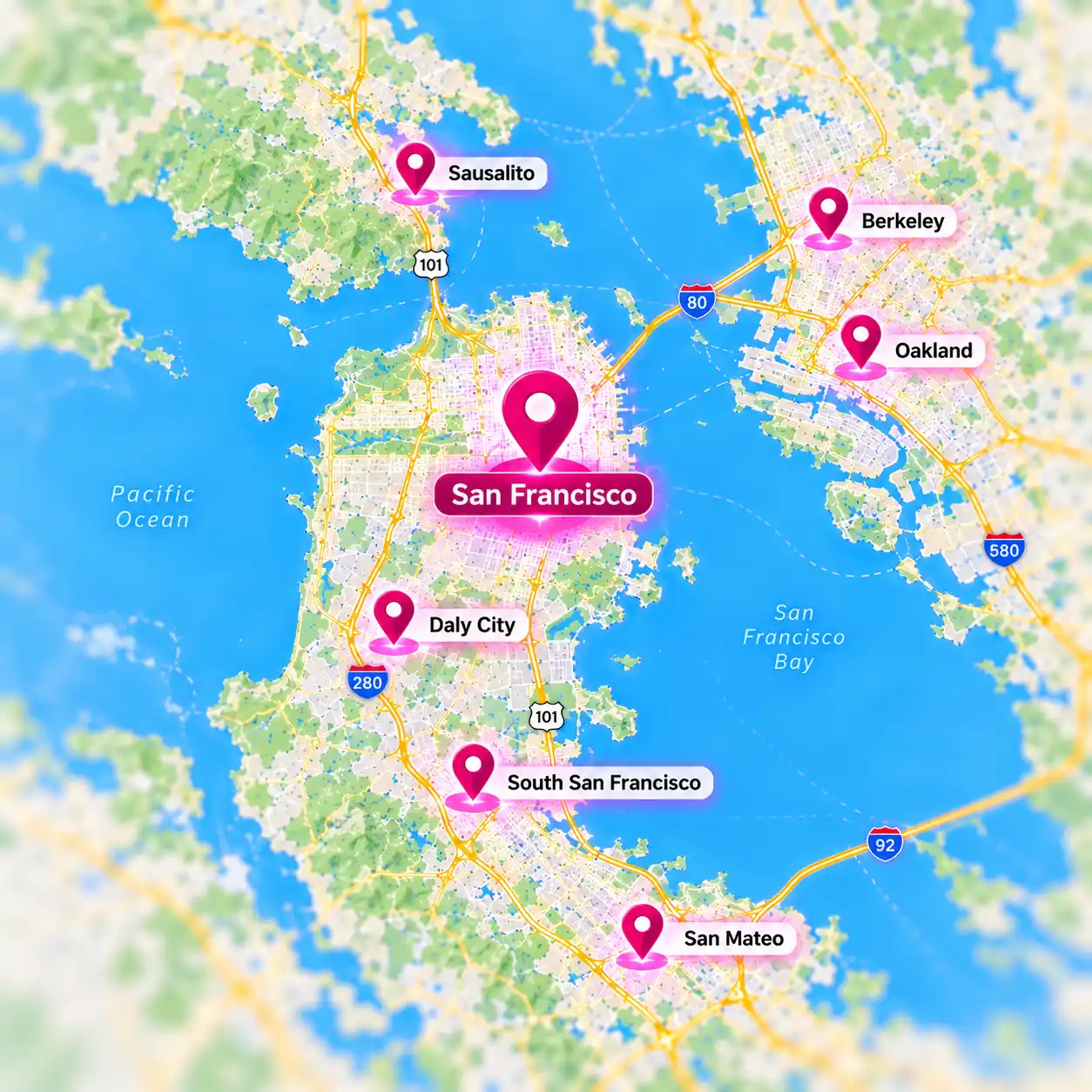Map of San Francisco & Bay Area service areas